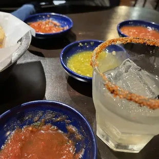 Chips and salsa and a jalapeño margarita