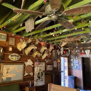 the ceiling of a restaurant