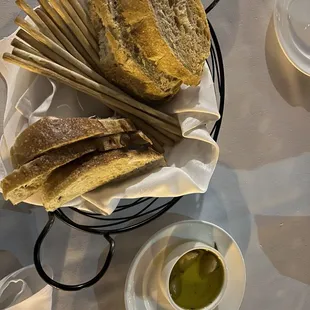 Complimentary bread and olive oil.