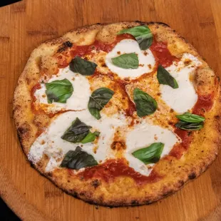 Margherita topped with fresh basil