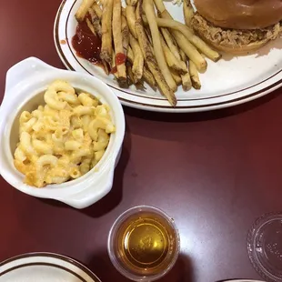 Pork Barbecue Sandwich and Mac and cheese