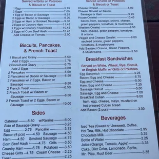 Breakfast all day menu