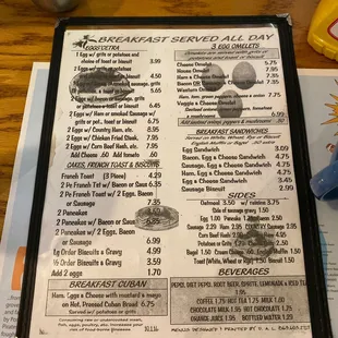 Menu - Breakfast and lunch