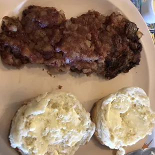 Corned beef hash and a biscuit