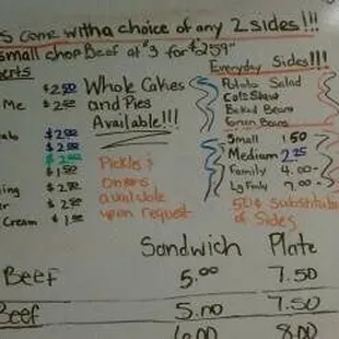 a menu for a bbq