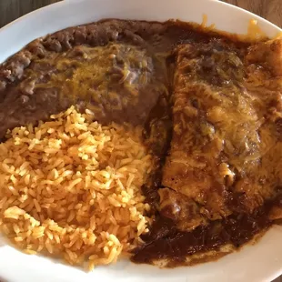 Cheese Enchiladas with Beans &amp; Rice