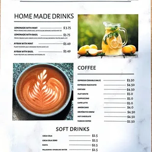 Drinks menu