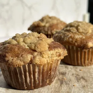 two muffins sitting on a table