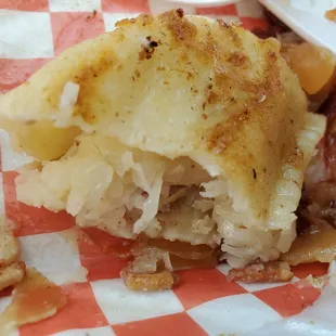 Close up of the filling in my last pierogi