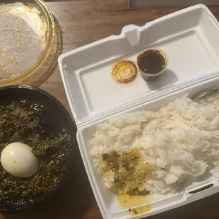 White rice and spinach