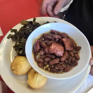 Red beans and rice, collards