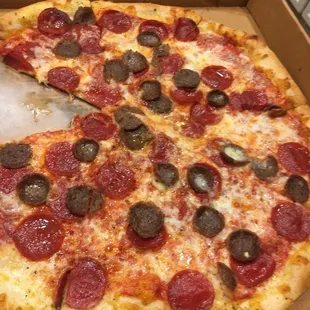 Pepperoni and sausage pie