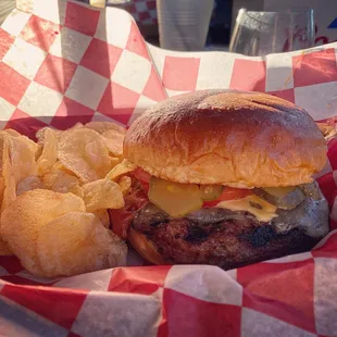 The burgers at Mama G's are consistently delicious.   * G's Burger - tomatoes, pickles add bacon, bleu cheese