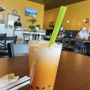 Thai tea with boba