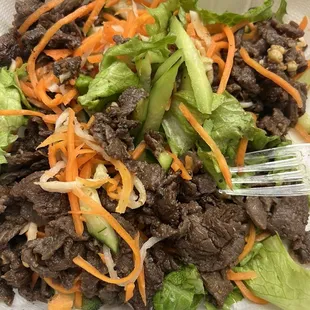 Don&apos;t look like a ribeye salad to me. Looks like Banh Mi stuffing