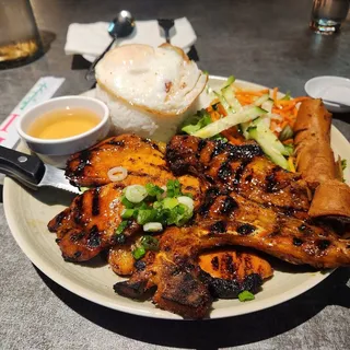 Grilled Pork Chops Egg Roll w/ Rice or Vermicelli.