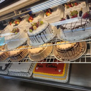 a variety of cakes