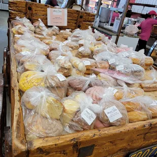 a display of baked goods