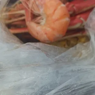 Shrimp in boil with head still attached