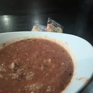 Doesn't look like it but this is the best stuffed pepper soup I've ever had. I got some for my dad.