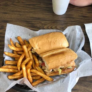 a sandwich and french fries