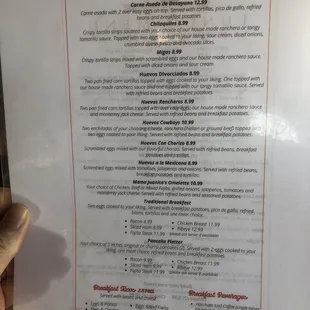 Breakfast menu