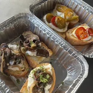 Mushroom and Hot Pepper Toasts