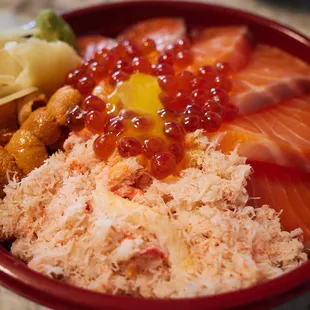 "Orange Dream Bowl" - Snow crab, ikura, salmon, uni, quail egg