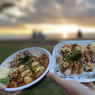 Crunch Bowl (left) and Truffle Garlic Seared Mixed Bowl (right)