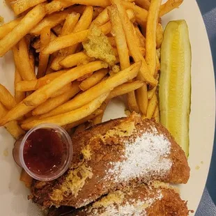 Monte Cristo sandwich and garlic fries!