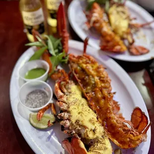 fresh grilled lobster with melted cheese &amp; chili