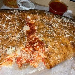 Inside cheese calzone