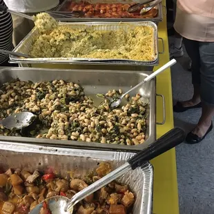 a buffet of food