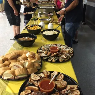 a long table of food