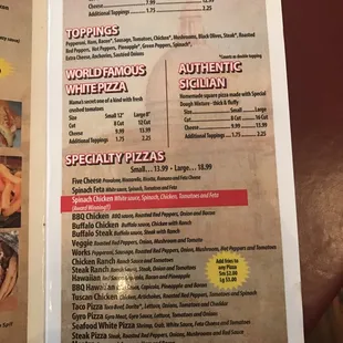 menu