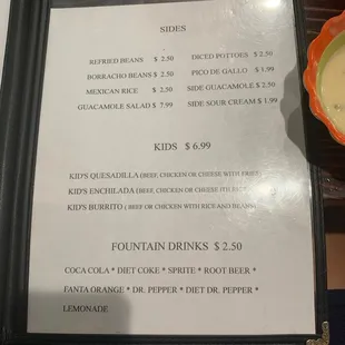 menu