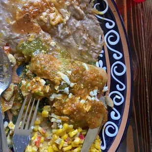 Spinach and avocado enchiladas