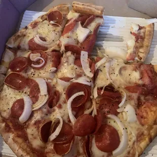 Thick unflavored horrible Pizza !!! This is how much I was able To eat!!