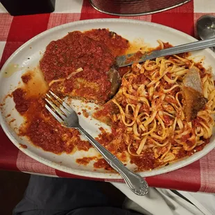 Veal Parmigiano...  KITCHEN STAFF, "OUTSTANDING"!! Pasta, fresh, Gravy, Spicey &amp; Perfect!