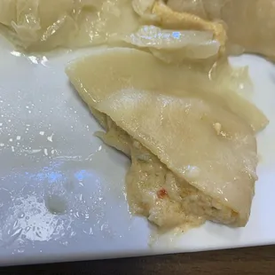Inside buffalo chicken Pierogies
