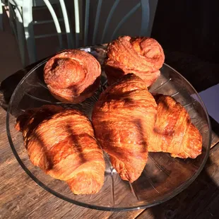 croissants on a glass plate