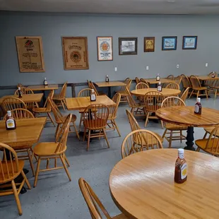 tables and chairs in a restaurant