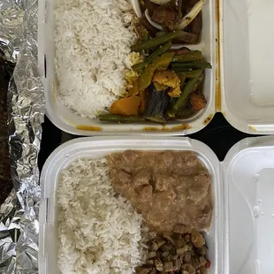 Beef steak/pinakbet combo with rice and sisig/Bicol express combo with rice
