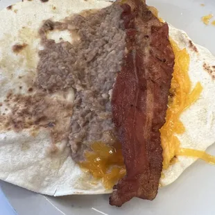 Bean and cheese with bacon