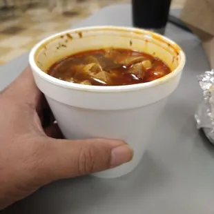 Mama Margie&apos;s LARGE menudo. I got regular size hands not a giant.