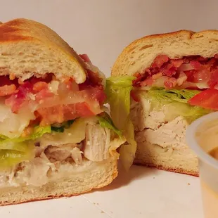 Chicken bacon ranch sub with Cajun ranch dressing on the side.