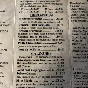 the menu