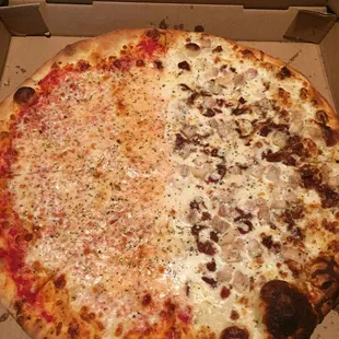 Half plain, half chicken bacon ranch. Tough decisions...