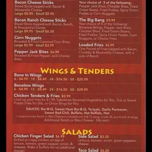 a menu for a restaurant