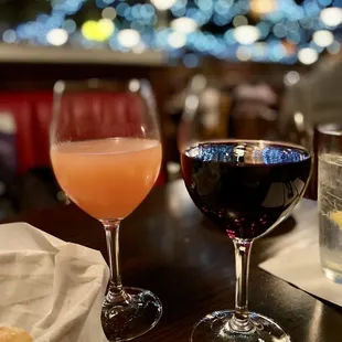 Bellini and glass of Chianti